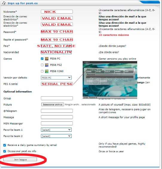 register pes6.es